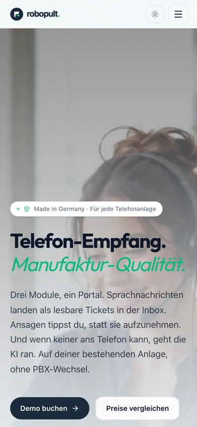 Startseite von robopult.de auf dem Smartphone
