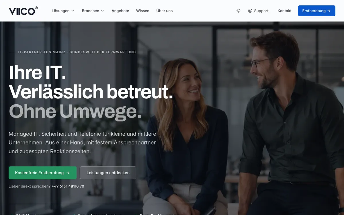 Startseite von viico.de auf dem Desktop